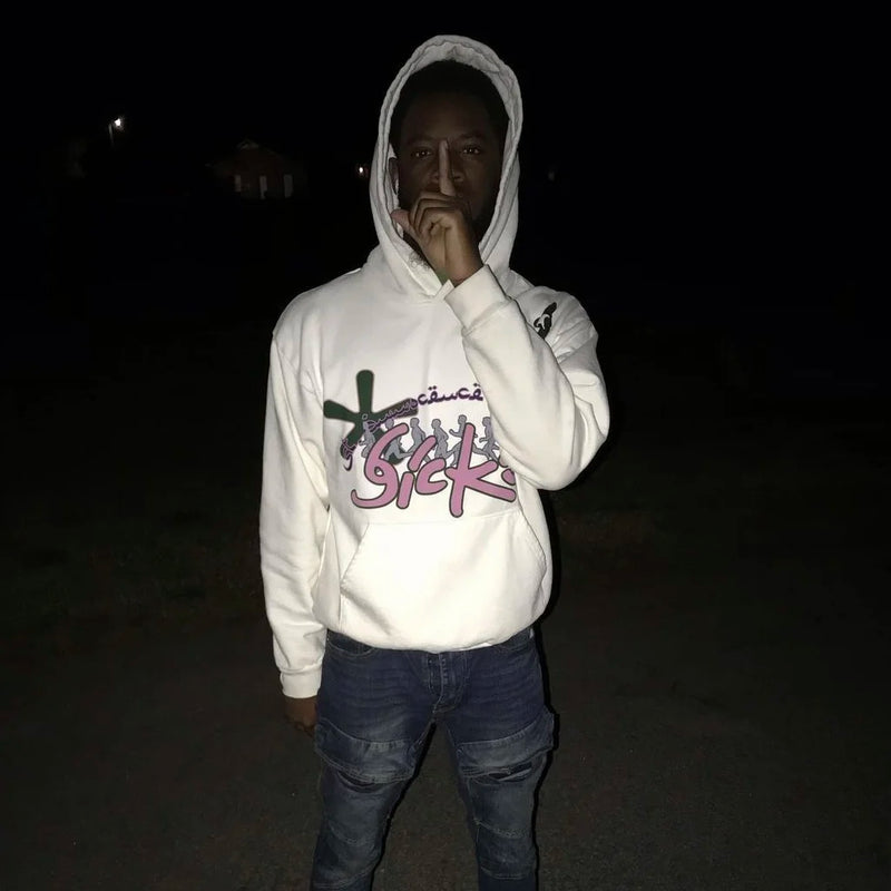 Harajuku barcode glitch featuring new luxury 2023 born from pain ian connor sicko pullover hoodies hoody hooded sweatshirts velvet cotton thick fleece white 242