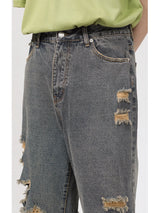 rainbowtouches 2022 men washed jeans vintage high street hole design fashion jeans popular loose straight hip hop long pants unique jeans style 4964