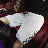 summer chessboard shorts mens hong kong style spliced casual capris pants 2024 unisex korean preppy half sweatpants y2k shorts unique joggers style 1489