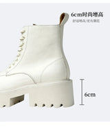 Men's Genuine Leather High Sole Platform Streetwear Fashion Casual Increase Boots Male Punk Gothic Rock Motorcycle Boots Shoes