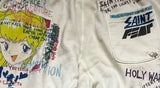 24ss vintage retro graffiti washed worn cotton high street long pants leggings unique default style 6192