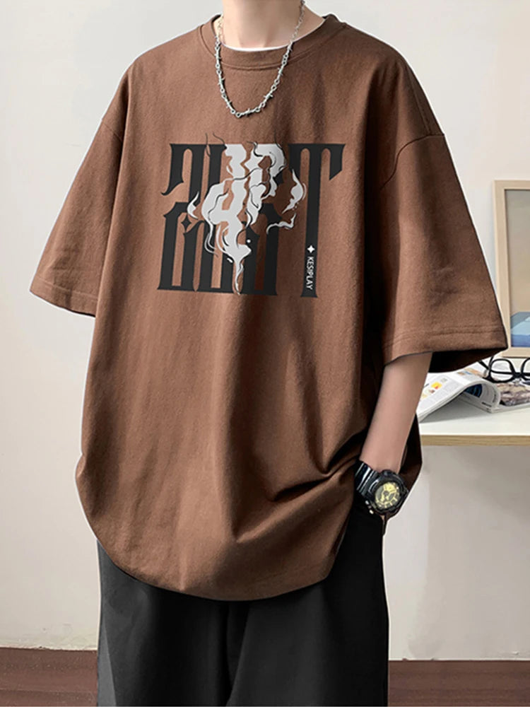 Y2k Crying character – 2024 New American Letter Print Short Sleeve Tee Shirt Mens