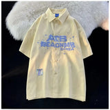 American retro letter printed short sleeved men and women summer new loose hip-hop personalized casual shirt top harajuku y2k