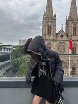 Winter Men's Down Jacket Coat Dark Style Shark Head Masked Zipper Goose Down Warm Regular Down Jacket Coat For Men And Women
