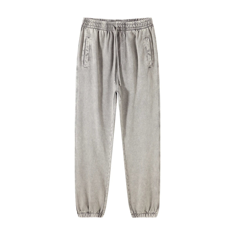 high street dark distressed vintage baggy joggers pants ins versatile drawstring sports pants men washing wax dyeing sweatpants unique joggers style 3193