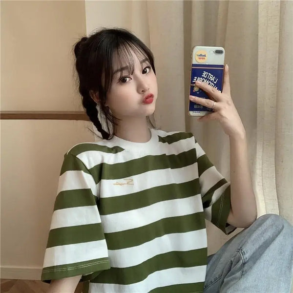 Anime Crying angel – Summer 2024 New Style Striped Salt Short Sleeved T Shirt For