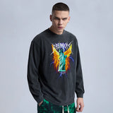 Rainbowtouches Washed Men's Long Shirts Vintage Clothing Oversized Fashion Printing Cool Stuff Popular Hip Hop High Street Style
