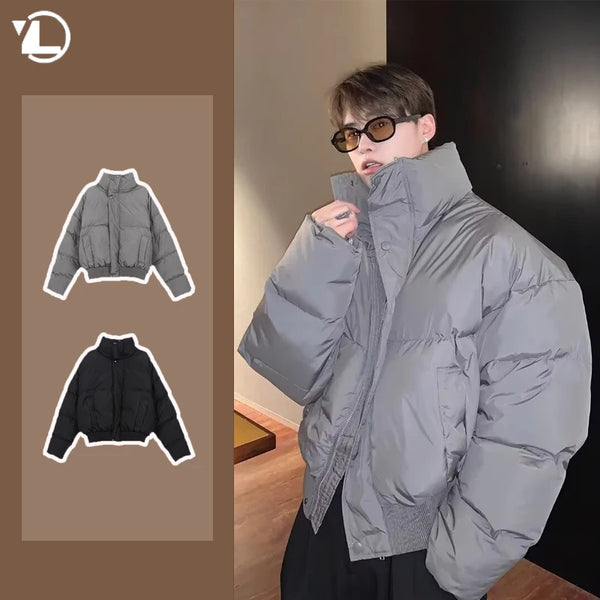 Simplicity Stand Collar Mens Parkas Heavy Winter Thicken Casual Short Cotton Jacket Warm Fashion Coats Male Streetwear New