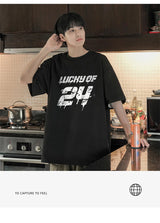 Y2k Vintage anime – Lucky Of 24 Printed Y2K Tshirts Men Fashion Cotton Short Sle