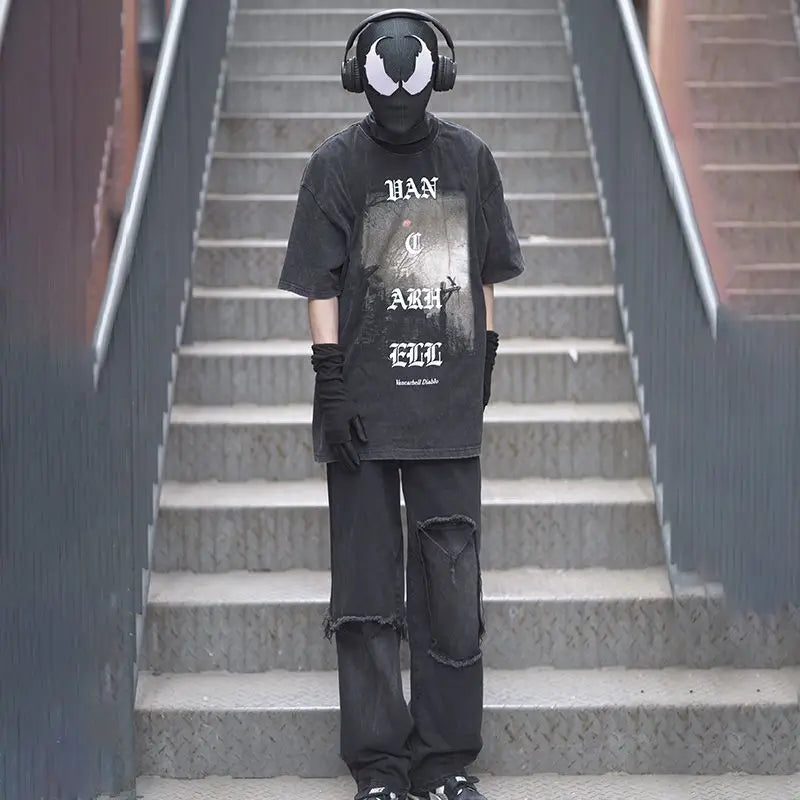 2023 autumn new light luxury fashion straight jeans men loose wide leg casual trousers boutique clothing simple style pants men vintage washed jeans