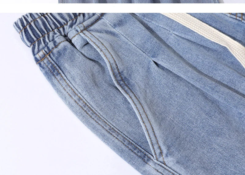rainbowtouches men jeans fashion classic brand men wide legs elastic concise jeans casual trousers retro style boy loose pants unique jeans style 3146