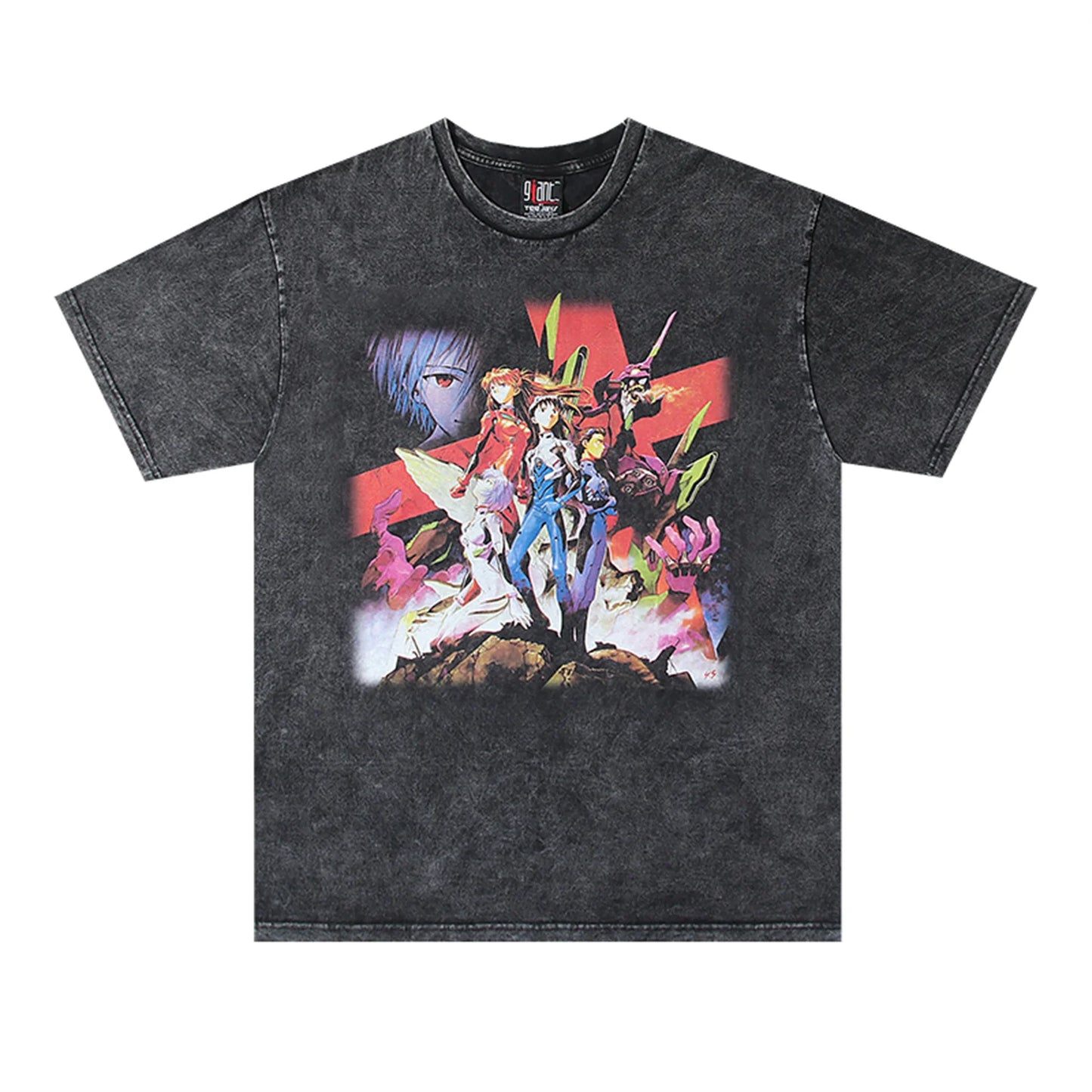 grunge streetwear top featuring 2024 vintage retro high street japanese anime print high quality cotton casual tops t shirt