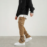mens corduroy cargo pants new casual hip hop side pockets skinny trousers streetwear bottom zipper fashion slim fit pant joggers unique joggers style 4100