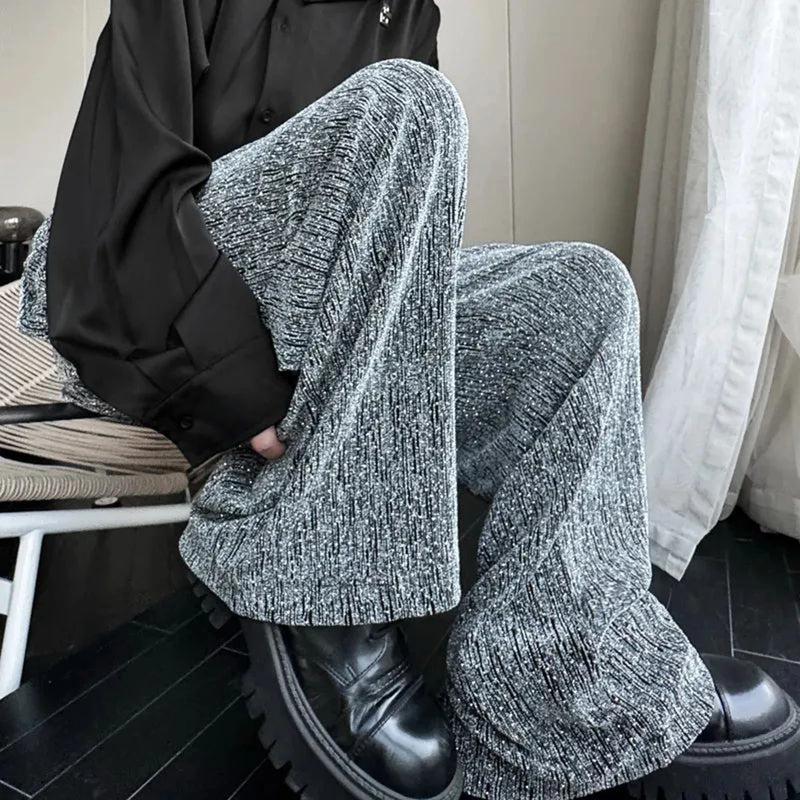 mens trousers y2k shiny night sky diamond casual pants autumn streetwear fashion campus performance straight pant mens clothing relaxed fit trousers