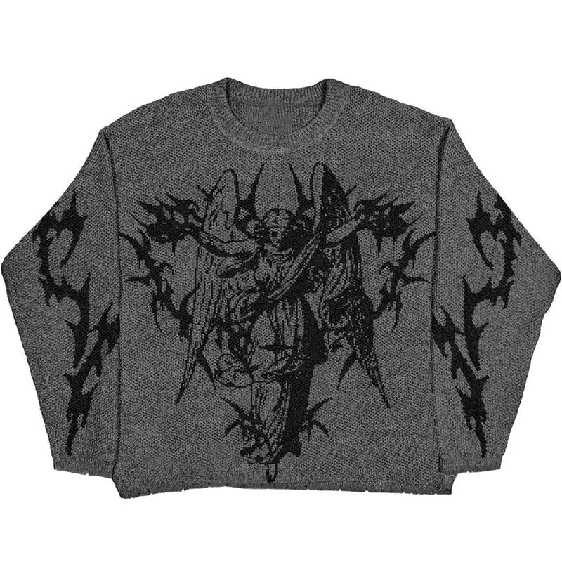 grunge oversized knit streetwear piece for layered look and winter street fits, ideal for men’s fashion and seasonal streetwe