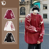 grunge fire sweater, streetwear drip, cozy knitwear for men, oversized grunge aesthetic winter top