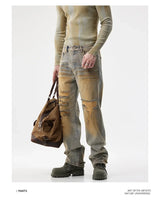 men patch hole distressed plus size denim pant ripped jeans streetwear fashion hip hop vibe loose casual baggy jeans trousers 40 unique jeans style 3178