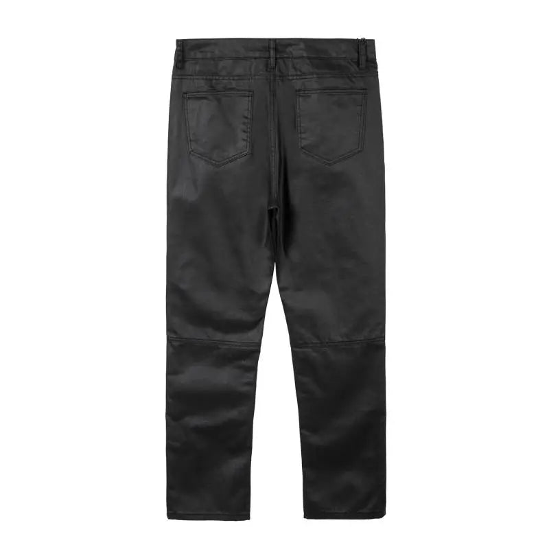 streetwear kanye slim fit feet coated black jeans pants for men pocket brushed wax tapered pants man casual cargo jeans y2k unique cargo style 4555