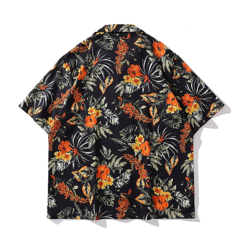 "Orange Flowers" Unisex Men Women Streetwear Graphic Shirt Daulet Apparel