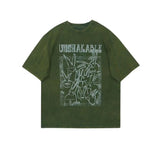Cyberpunk Anime panel – Mens American Retro Washed Distressed Short Sleeved Hiphop T