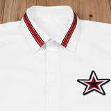 New 2021 Luxury Men Classic Embroidered stars stripes Ribbon Fashion Cotton Casual Shirts Shirt High Quality Short Sleeves A118