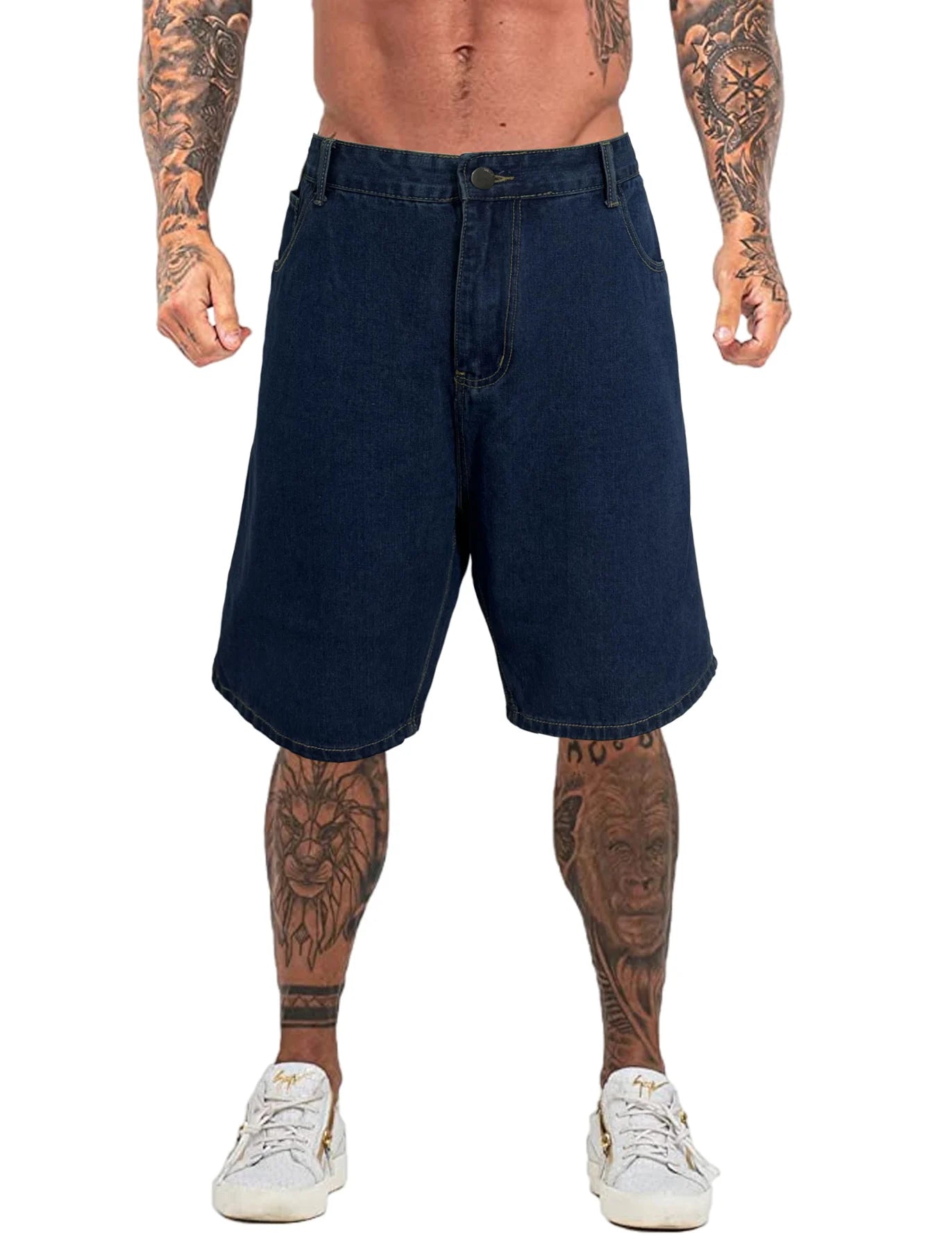 mens plus size denim jeans shorts casual high street straight jeans hip hop streetwear basic short joggers pants men clothing unique joggers style 4092