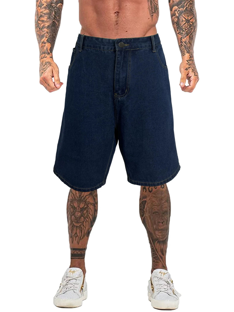 mens plus size denim jeans shorts casual high street straight jeans hip hop streetwear basic short joggers pants men clothing unique joggers style 4092
