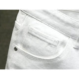 new white jeans shorts men fashion ripped knee length pants simple casual slim hole denim shorts male streetwear ripped baggy denim