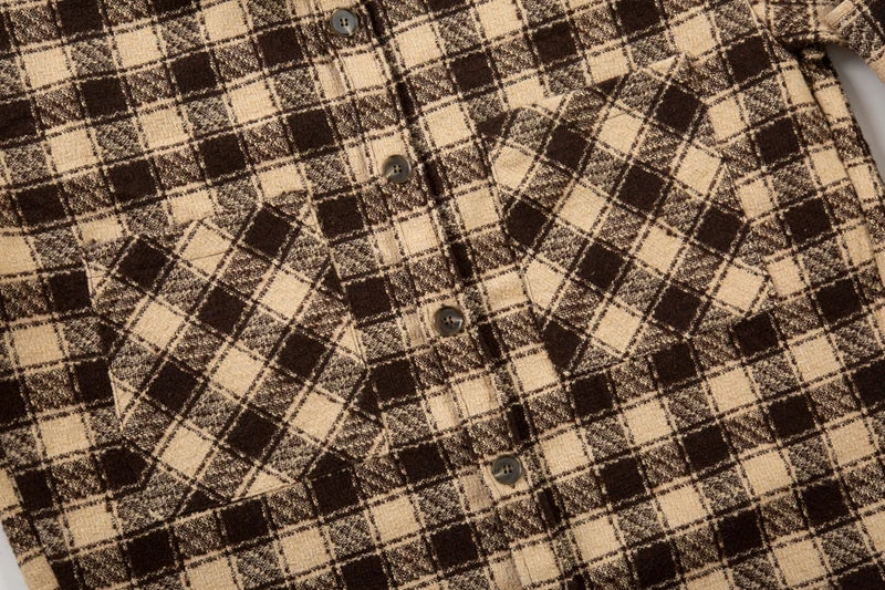 Side Split Irregualr Hem Color Match Plaid Long leeve Shirts Men's Autumn Pockets Streetwear Oversized Checkered Top Tees