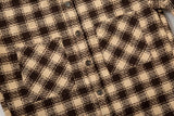 Side Split Irregualr Hem Color Match Plaid Long leeve Shirts Men's Autumn Pockets Streetwear Oversized Checkered Top Tees