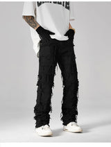 destroyed ripped pieced patchwork denim jean pants casual straight biker trousers mens fashion y2k hip hop streetwear joggers unique joggers style 531