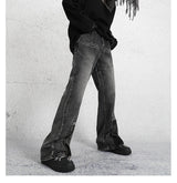 2023 dark streetwear totem embroidery vintage baggy men jeans pants feet zipper straight hip hop punk denim trousers ropa hombre unique jeans style 1763