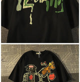 Glitchcore Melting smiley – American Retro Trendy Brand Anime Pure Cotton Short Sleeved