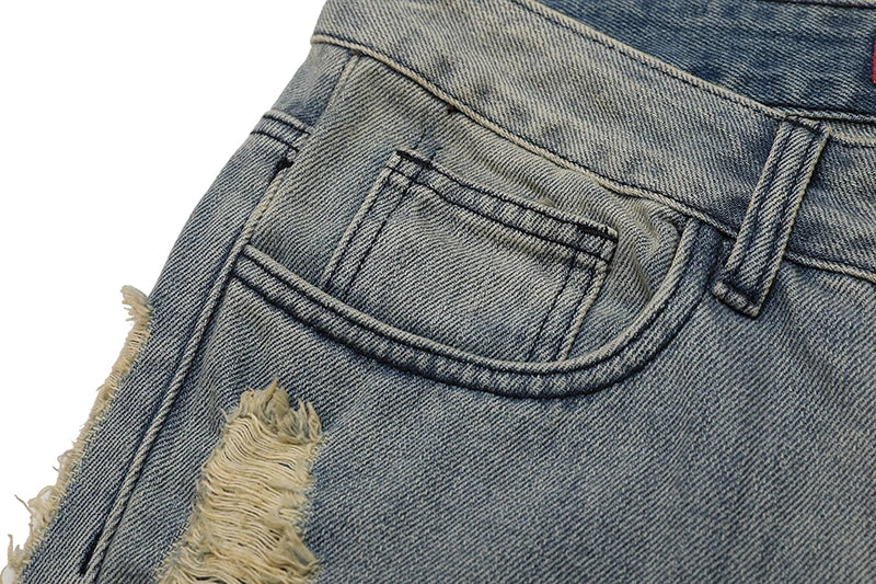 distressed skinny flared jean for mens big washed destroyed ripped denim jeans hip hop street wear blue biker jean pant women unique jeans style 203