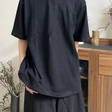 Trapwear Oversized shirt – Korean Summer Minimalist Retro Chinese Style Stand Collar Sp