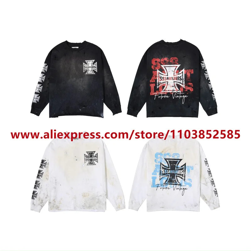 2024 Autumn Vintage American Heavy Weight Oversize Long Sleeve T Shirt