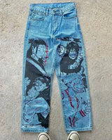 harajuku sunny sexy girl anime print baggy jeans new style wide leg trouser y2k popular streetwear men women high waist pants unique jeans style 5467