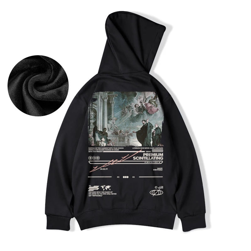 Gothic Print Men Hoodies Japanese Harajuku Fashion Hooded Sweatshirts