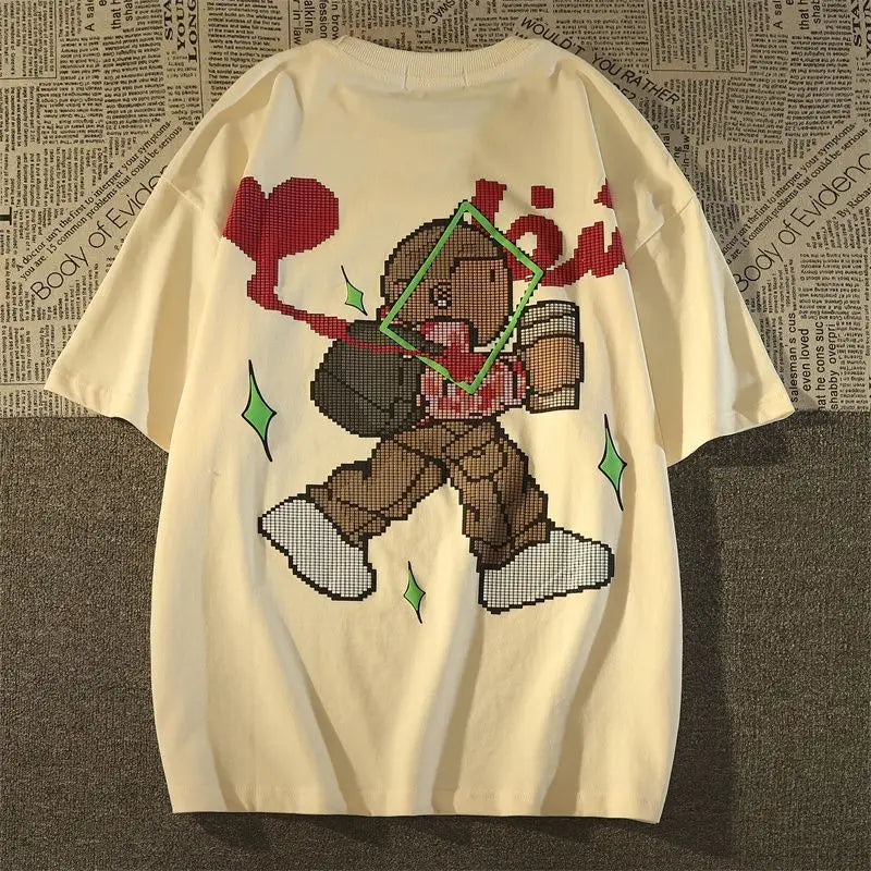Cyberpunk Tribal flame – Trendy Brand Retro Cartoon Pure Cotton Short Sleeved T Shirt