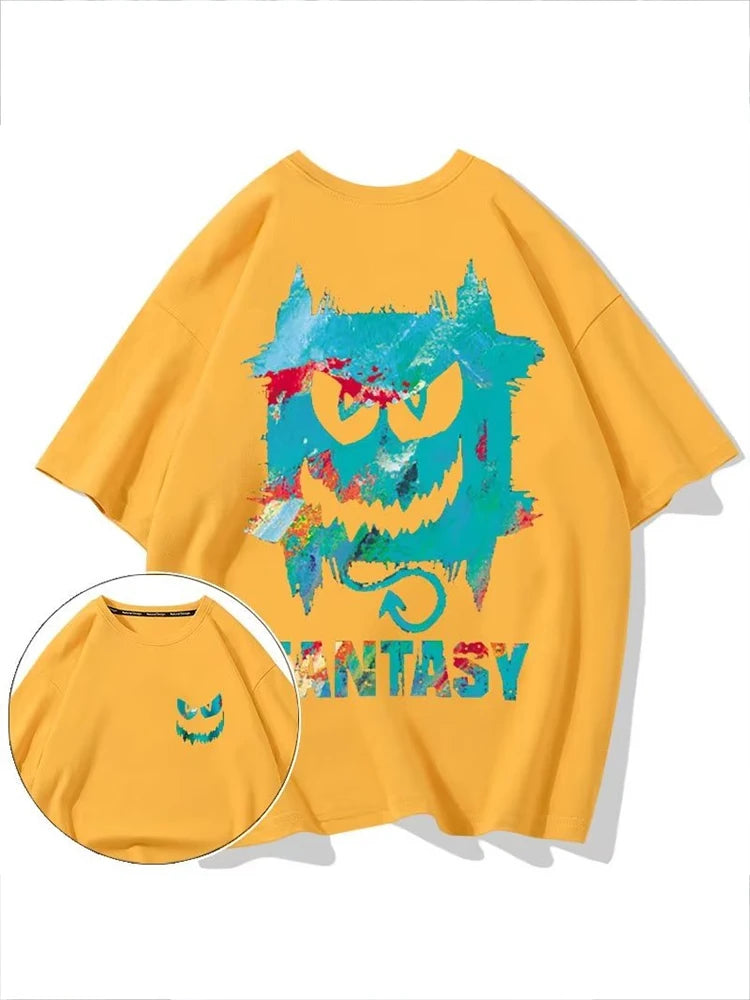 Skatercore Chrome print – Harajuku Devil Graffiti Print Oversized Tee Shirts Men Summer
