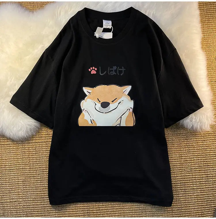 Gothic Graphic tee – Japanese New Summer Pure Cotton Cartoon Printed Short Sleeve