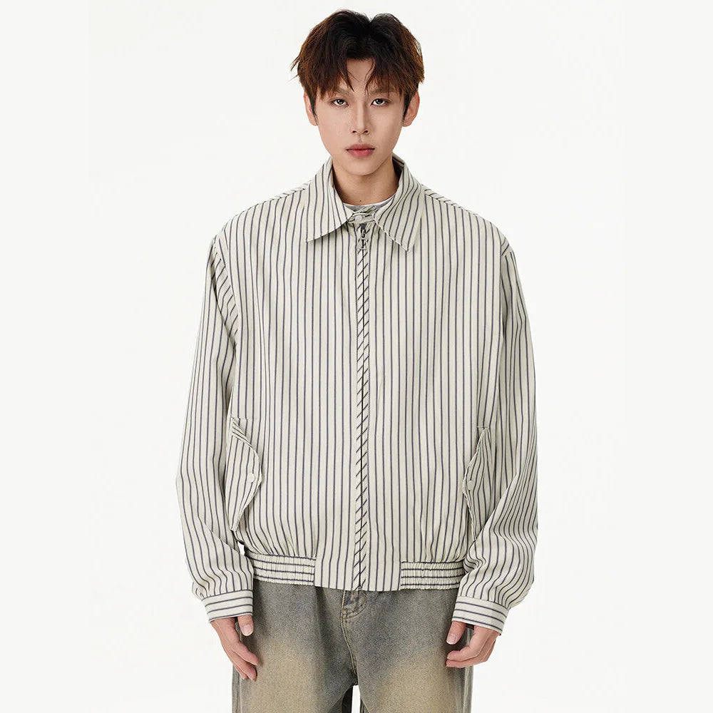 zip-up minimalist jacket, cold-season outfit - comfortable cotton fit with bold prints