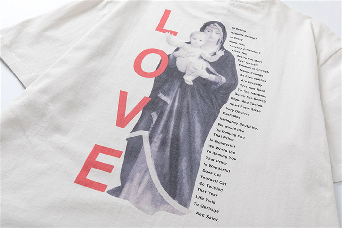 Vintage Retro New Summer Street Wear LIFE Letter Printing High-Street Loose Casual Tops T-Shirt