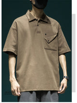 Gothic Angelcore design – Summer New Button Pocket Polo Shirt For Men Casual Short Sle