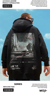 Gothic Print Men Hoodies Japanese Harajuku Fashion Hooded Sweatshirts