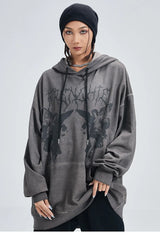 Hip Hop Streetwear Hoodie Sweatshirt Men Dark Style Angel Print Pullov