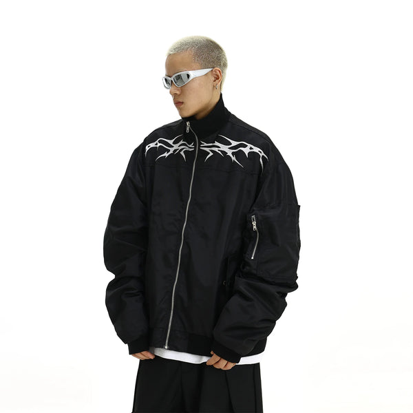 mens jacket winter warm parkas streetwear casual bomber zipper jackets hip hop fashion embroidery loose baseball coats black  - variant style 7ae747 for streetwear fashion