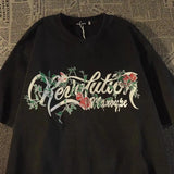 American retro high street skeleton butterfly pure cotton short-sleeved European and American fashion brand half-sleeved y2k top