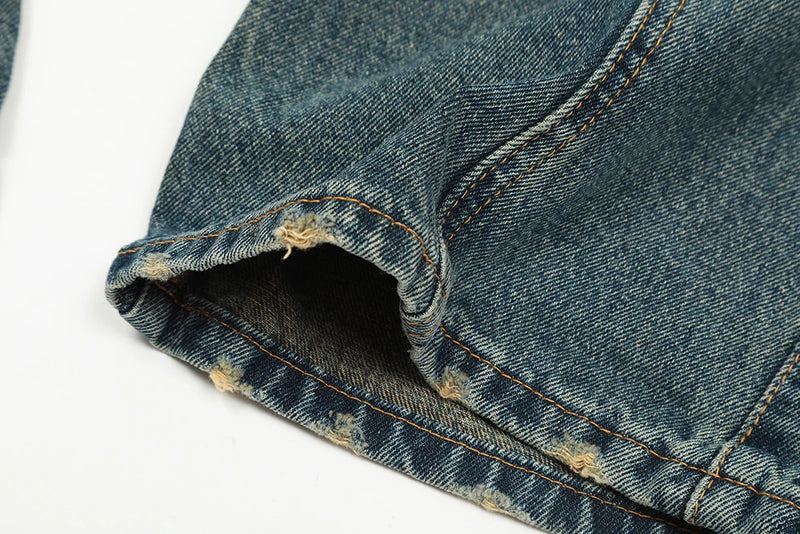 streetwear side pockets pleated washed blue jeans unisex straight baggy y2k denim pants ropa hombre casual cargo pants oversized unique cargo style 1208