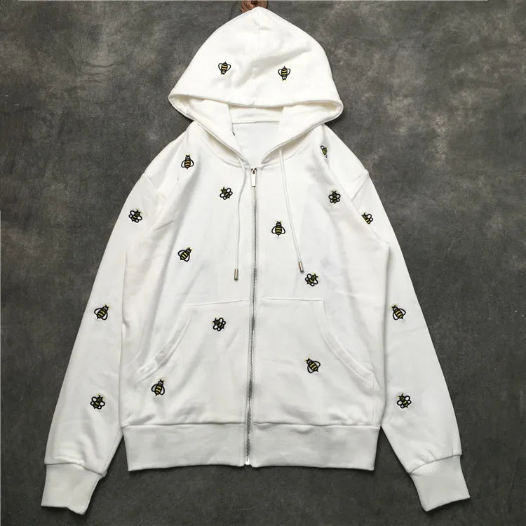 New Luxury Men Novelty Embroidery Bee Hoodies Hoody Hooded Sweatshirts